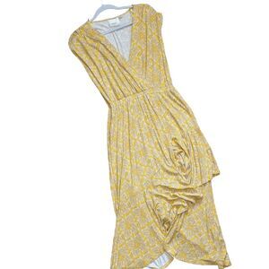Maeve Fete yellow handkerchief motif midi dress anthropologie Small